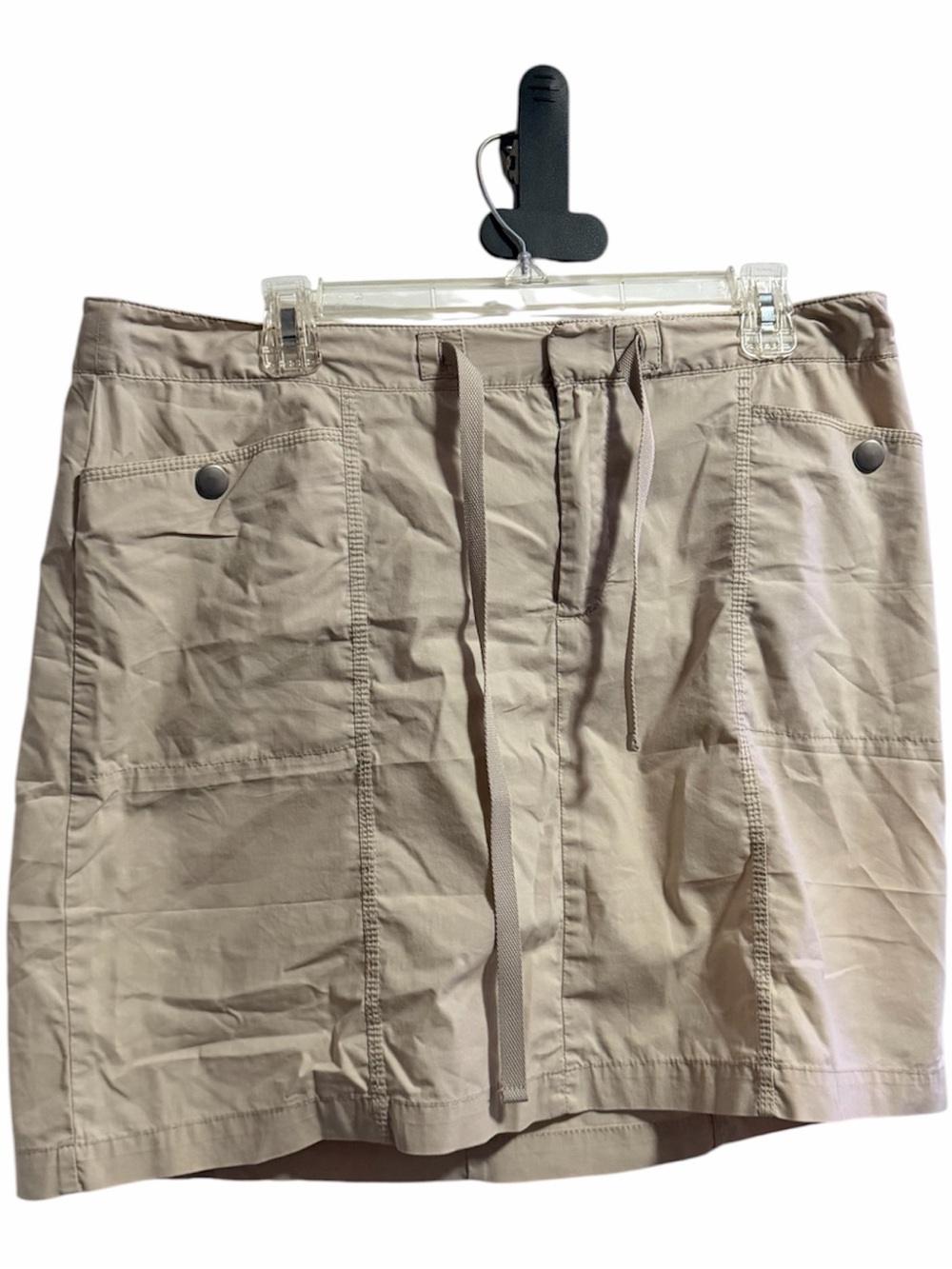 Eddie Bauer Women Skirt Size 12 Beige Drawstring Pockets Unlined Stretch
